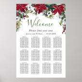Elegant Poinsettia 12 Tables Wedding SEATING CHART Poster (Voorkant)