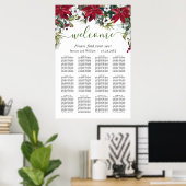 Elegant Poinsettia 12 Tables Wedding SEATING CHART Poster (Thuiskantoor)