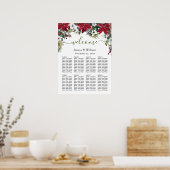 Elegant Poinsettia 8 Tables Weddenschap Poster (Keuken)