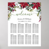 Elegant Poinsettia 8 Tables Weddenschap Poster (Voorkant)