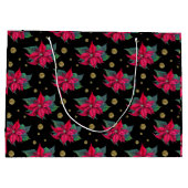 Elegant Poinsettia Bloemenpatroon Groot Cadeauzakje (Achterkant)