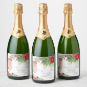 Elegant Poinsettia Candy Cane Recept Champage Sparkling Wijnetiket (Flessen)