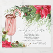 Elegant Poinsettia Candy Cane Recept Champage Sparkling Wijnetiket (Enkel label)