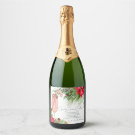 Elegant Poinsettia Candy Cane Recept Champage Sparkling Wijnetiket