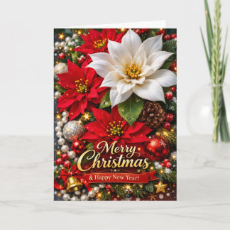 Elegant Poinsettia Christmas Greeting Card Kaart
