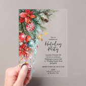 Elegant Poinsettia Christmas Party Acryl Uitnodigingen (Insitu (Draagbaar))