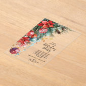 Elegant Poinsettia Christmas Party Acryl Uitnodigingen (Laagn)