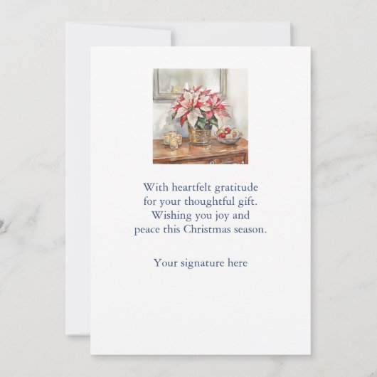 Elegant Poinsettia Christmas Present Bedankkaart (Achterkant)