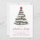 Elegant Poinsettia Christmas Tree Holiday Party Kaart (Voorkant)