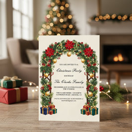 Elegant Poinsettia Christmas Trellis Party Design Kaart