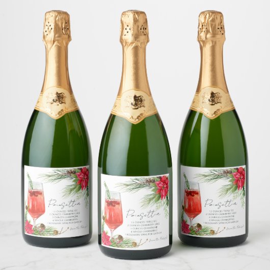Elegant Poinsettia Cocktail Recept Champagne Sparkling Wijnetiket (Flessen)