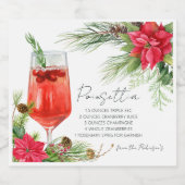 Elegant Poinsettia Cocktail Recept Champagne Sparkling Wijnetiket (Enkel label)
