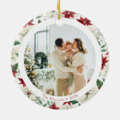 Elegant Poinsettia Dubbelzijdig Foto Ornament (Achterkant)