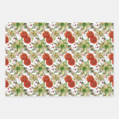 Elegant Poinsettia en Sinaasappels Inpakpapier Vel (Voorkant)