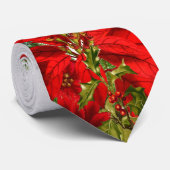 Elegant Poinsettia en Snowflake Holiday Stropdas (Opgerold)