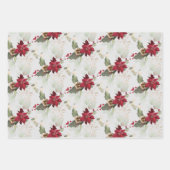 Elegant Poinsettia & Eucalyptus Glitter Kerstmis Inpakpapier Vel (Voorkant 3)
