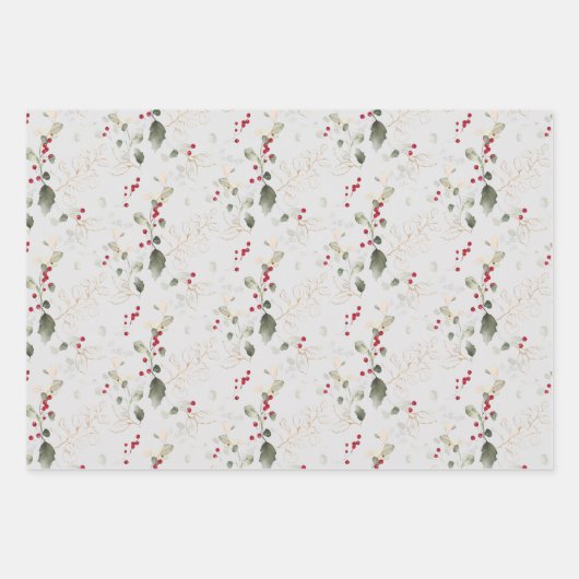 Elegant Poinsettia & Eucalyptus Glitter Kerstmis Inpakpapier Vel (Voorkant 2)