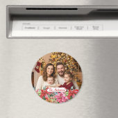 Elegant Poinsettia Floral Border Custom Photo Magneet (Insitu (Vaatwasser))