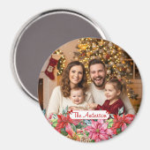 Elegant Poinsettia Floral Border Custom Photo Magneet (Voorkant / Achterkant)