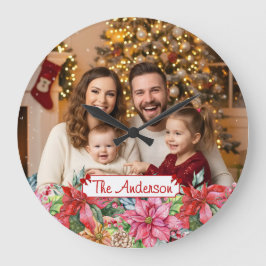 Elegant Poinsettia Floral Border Custom Photos Grote Klok