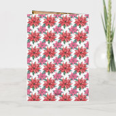 Elegant Poinsettia Floral Custom Photo Folded Kaart (Achterkant)