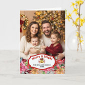 Elegant Poinsettia Floral Custom Photo Folded Kaart (Gele Bloem)