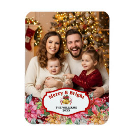 Elegant Poinsettia Floral Custom Photo  Magneet