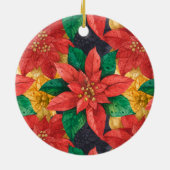 Elegant Poinsettia Floral Holiday Kerstmis Keramisch Ornament (Achterkant)