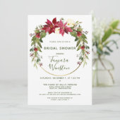 Elegant Poinsettia Floral-kerstVrijgezellenfeest Kaart (Staand voorkant)