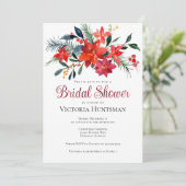 Elegant Poinsettia Floral-kerstVrijgezellenfeest Kaart (Staand voorkant)