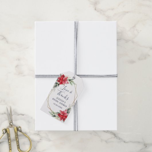 Elegant Poinsettia Floral Vrijgezellenfeest dank u Cadeaulabel (Met Touw)