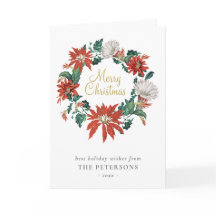 Elegant Poinsettia Flowers Wreator Kaart