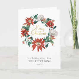 Elegant Poinsettia Flowers Wreator Kaart