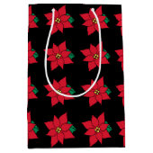 Elegant Poinsettia Gift Bag Medium Cadeauzakje (Voorkant)