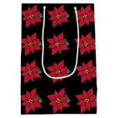 Elegant Poinsettia Gift Bag Medium Cadeauzakje (Achterkant)