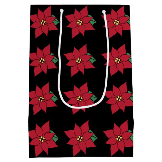 Elegant Poinsettia Gift Bag Medium Cadeauzakje (Achterkant)