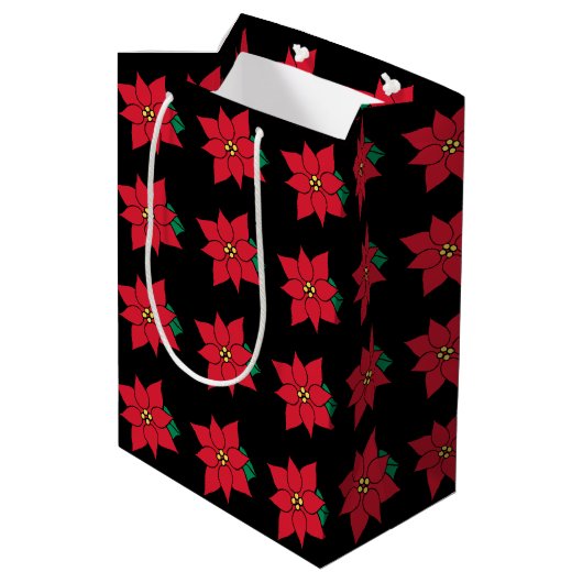 Elegant Poinsettia Gift Bag Medium Cadeauzakje (Achterkant Gekanteld)