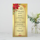 Elegant Poinsettia Gold Kerstmis menu (Staand voorkant)