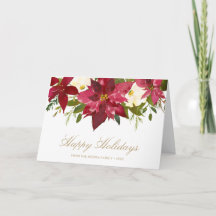 Elegant Poinsettia Gold Prettige feestdagen Kerstm