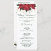 Elegant Poinsettia Green Kerstbruilding Programme Programmakaart (Voorkant / Achterkant)