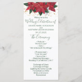 Elegant Poinsettia Green Kerstbruilding Programme Programmakaart (Voorkant)