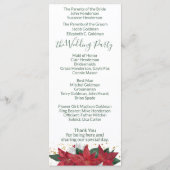 Elegant Poinsettia Groen Kerst Huwelijksprogramma Programmakaart (Achterkant)