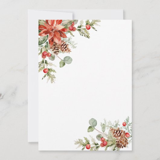 Elegant Poinsettia Holiday Kerstfeest Save The Date (Achterkant)