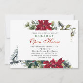 Elegant Poinsettia Holiday Kerstmis Open House Kaart (Voorkant)