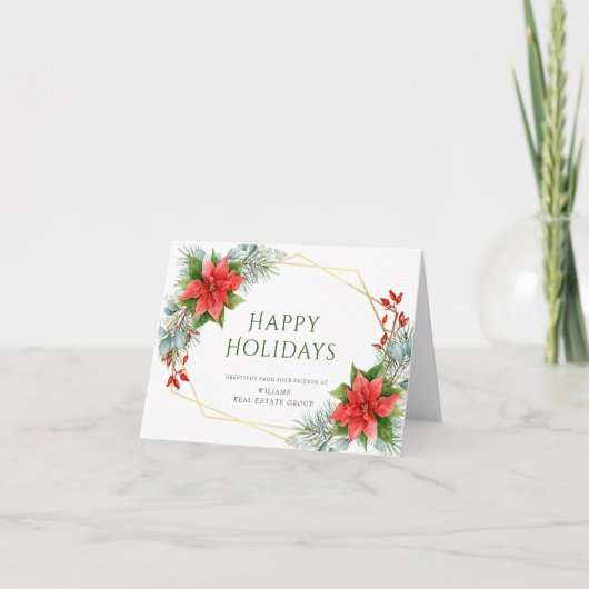 Elegant Poinsettia kerst Corporate Greeting Feestdagen Kaart (Voorkant)