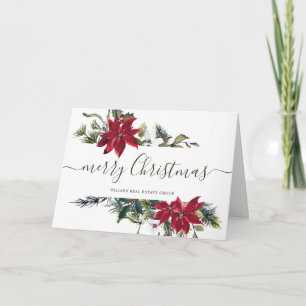 Elegant Poinsettia kerst Corporate Greeting Feestdagen Kaart