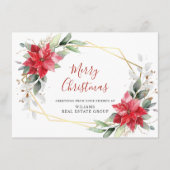 Elegant Poinsettia kerst Corporate Greeting Feestdagenkaart (Voorkant)