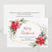 Elegant Poinsettia kerst Corporate Greeting Feestdagenkaart (Voorkant / Achterkant)