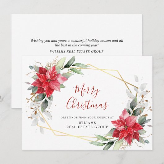 Elegant Poinsettia kerst Corporate Greeting Feestdagenkaart (Voorkant / Achterkant)