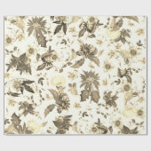 Elegant Poinsettia kerstbloemen beige Cadeaupapier (Vlak)